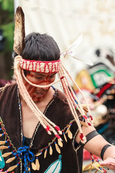 Victoria Kanada Jun 2016 Tancerze Pierwszego Narodu Rdzenni Występujący Festiwalu — Zdjęcie stockowe