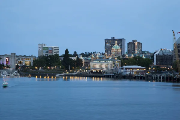 Victoria Canada Mai 2016 Vue Panoramique Nuit Centre Ville Port — Photo