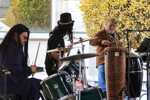 Victoria Canada Outubro 2016 Membro Banda Tocando Palco Vestindo Trajes — Fotografia de Stock