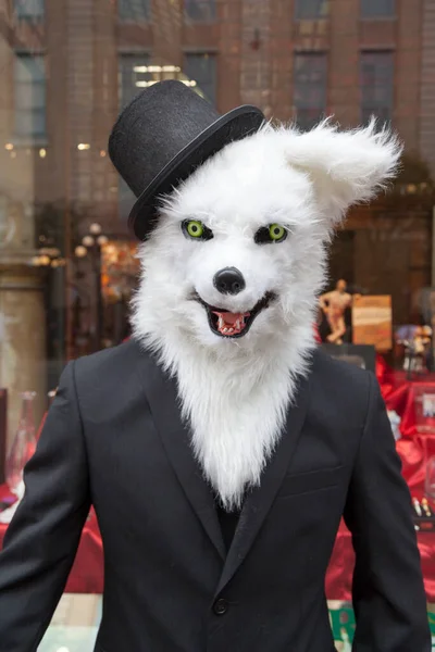 Portrait Man Costume White Wolf — Stock Photo, Image