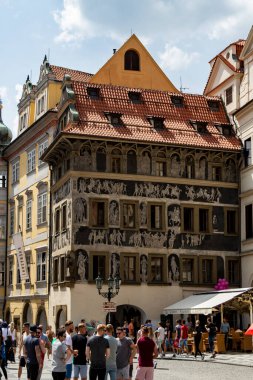 Praque, Çek Cumhuriyeti - 23 Haziran 2018: Çek Cumhuriyeti 'nin Prag kentindeki Kafka aile evi