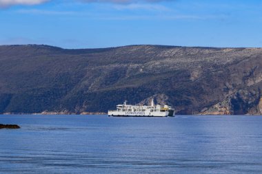 Denizde yüzen büyük modern gemi manzarası 