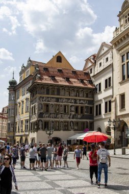 Praque, Çek Cumhuriyeti - 23 Haziran 2018: Çek Cumhuriyeti 'nin Prag kentindeki Kafka aile evi