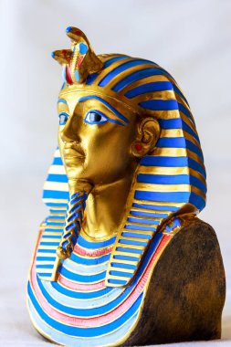 CAIRO EGYPT - MAY 19 2009: A copy of Tutankhamun's mask at the Tutankhamun exhibition. These copies are for sale.