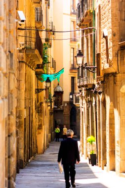 Seville, İspanya-Ekim 2019: Barselona şehrinin ön cephesi.
