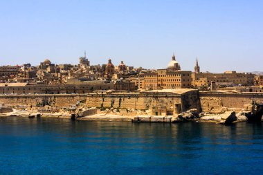 Malta, Valletta - May 20, 2009: View of Valletta's Grand Harbor with her architecture. Valletta is the capital city of Malta and has the population of 6,444. Founded in 1565 by the Order of St John