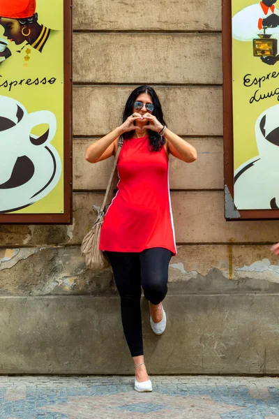 Beautiful Woman Street Prague Czech — Stock Photo, Image