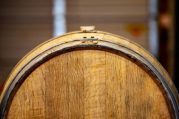 Wooden Barrel Glass Wine — Stock Photo, Image