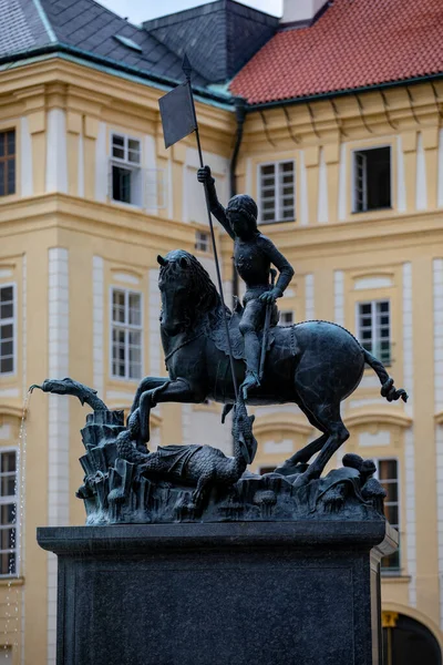 Statue George Victorious Most Ancient Sculpture Territory Czech Republic — 스톡 사진