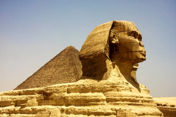 Pyramid Sphinx Giza Egypt World Oldest Tourist Attraction Pyramids Giza — Stock Photo, Image
