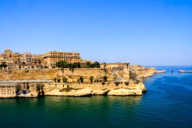 Malta, Valletta - May 20, 2009: View of Valletta's Grand Harbor with her architecture. Valletta is the capital city of Malta and has the population of 6,444. Founded in 1565 by the Order of St John