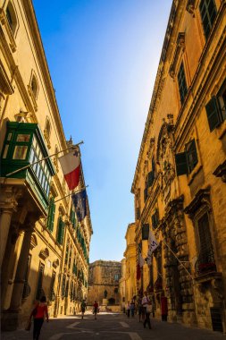 old street in the city of Valletta, Malta