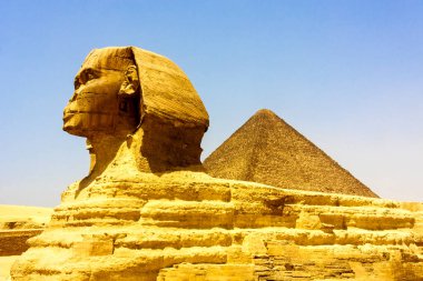 Pyramid and Sphinx at Giza, Egypt. The world's oldest tourist attraction, the Pyramids of Giza are 5000 years old.