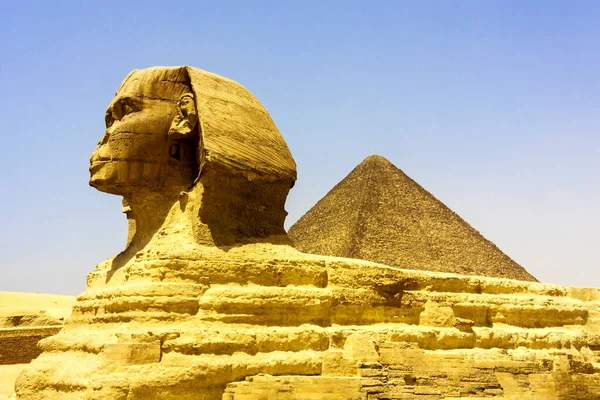 Pyramid Sphinx Giza Egypt 세계에서 명소인 기자의 피라미드는 5000 것이다 — 스톡 사진