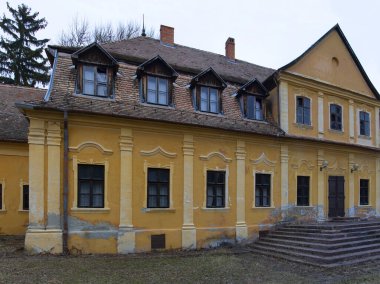 Macaristan kışın Csapody av kulübesinin harabesi