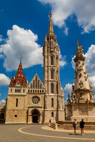 Sloup Nejsvětější Trojice Mimo Matyášův Chrám Budapešti Maďarsko — Stock fotografie