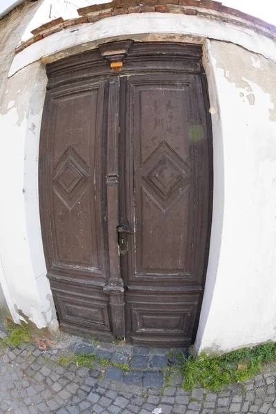 Velha Porta Madeira Cidade Fundo — Fotografia de Stock