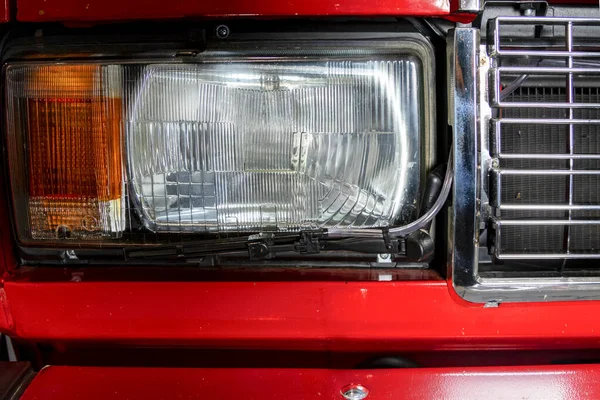 Old Red Car Headlight Close View — Stockfoto