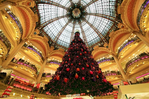 Decoración Del Árbol Navidad Ciudad Lafayette París —  Fotos de Stock