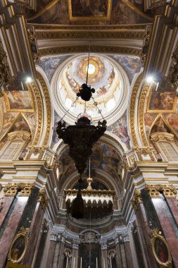VALLETTA MALTA - MAY 20 2009: Interior of St. Paul's Cathedral on the background of Rabat square in the city of Mdina.The city of Silence
