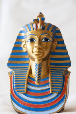 CAIRO, EGYPT - MAY 19, 2009: A copy of Tutankhamun's mask at the Tutankhamun exhibition. These copies are for sale.