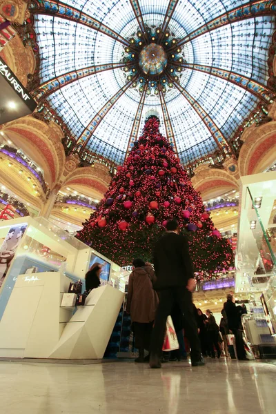 Decoración Del Árbol Navidad Ciudad Lafayette París —  Fotos de Stock