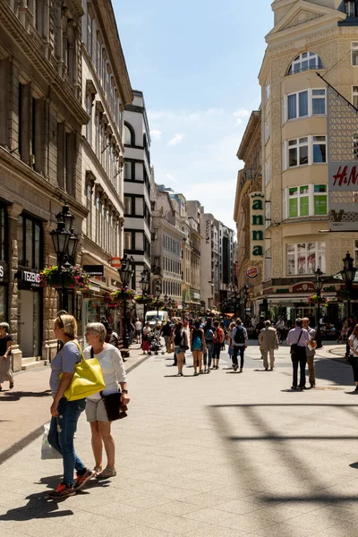 Touristes Marchant Dans Rue Budapest Hongrie — Photo