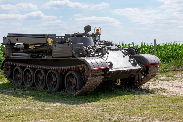 Танкові Колії Сталеві Колеса Військовій Допоміжній Машині — стокове фото