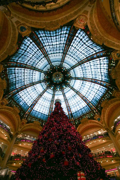 Decoración Del Árbol Navidad Ciudad Lafayette París —  Fotos de Stock