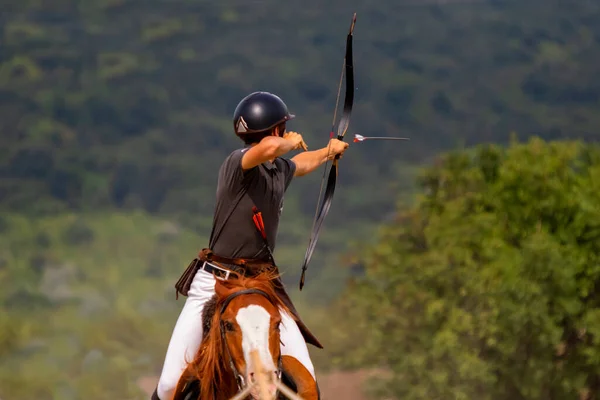 Traditionally Dressed People Horseback Archery Festival Hungary — Stock Photo, Image