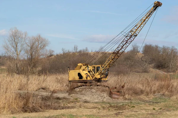 Abundant Old Rusty Mobile Crane Left Field — Stock Photo, Image