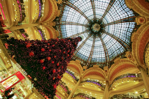 Decoración Del Árbol Navidad Ciudad Lafayette París —  Fotos de Stock