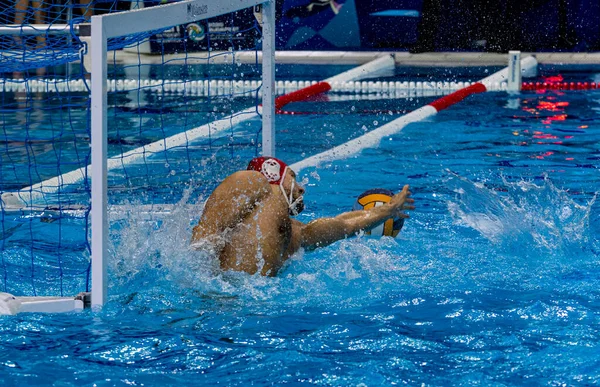 Competição Jogo Pólo Aquático Piscina — Fotografia de Stock