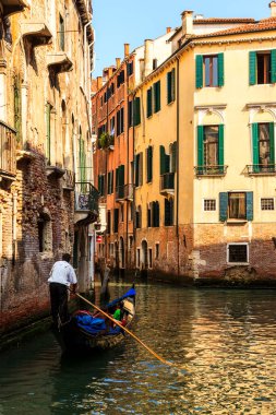 Venedik, İtalya-Eylül 21, 2017: Eski şehrin Büyük Kanal manzarası