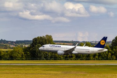 Budapeşte, Macaristan - 12 Eylül 2019: Lufthansa D-AIUC, Budapeşte 