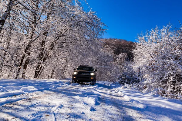 Snow Covered Road Winter Season — Stockfoto