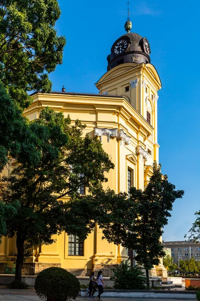 Debrecen Hungary Sept 2020 Biggest Protestant Church Hungary Statue Kossuth — Stock Photo, Image