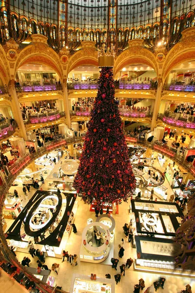 Karácsonyfa Dekoráció Városban Lafayette Párizsban — Stock Fotó