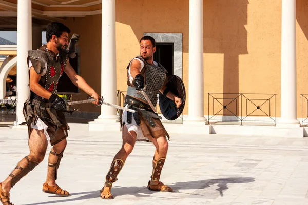 Rome Italy May 2014 Birth Rome Festival Performing Fight Gladiators — Stock Photo, Image