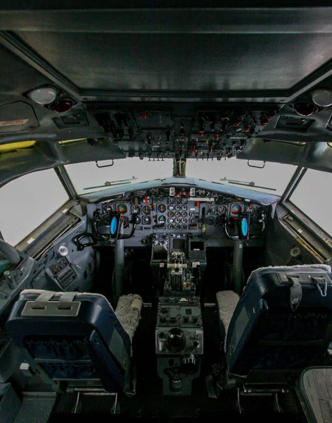 Interiér Letadla Palubními Deskami Sedadly — Stock fotografie