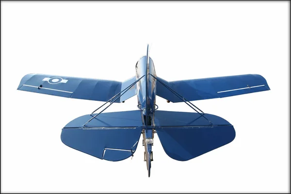 Την Εικόνα Ενός Μπλε Και Λευκού Αεροπλάνου Φόντο — Φωτογραφία Αρχείου