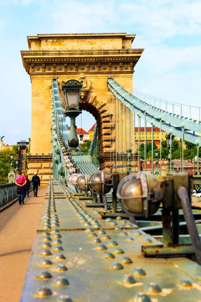 Puente Cadena Szchenyi Puente Cadena Que Atraviesa Río Danubio Entre —  Fotos de Stock