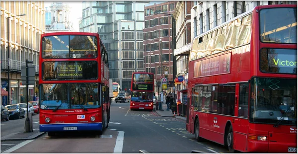 Londres Royaume Uni Circa Septembre 2016 Grands Bus Rouges Avec — Photo