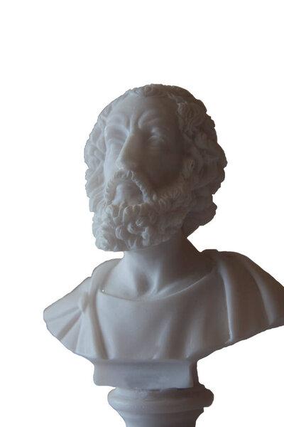 old statue isolated on white background