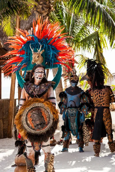 Costa Maya Mexico Jan 2016 前西班牙裔玛雅人在科斯塔玛雅人游轮码头和度假村的表演 猫头鹰之舞 — 图库照片