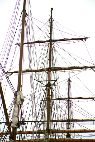 Viejo Barco Con Una Cuerda Fondo Del Mar — Foto de Stock