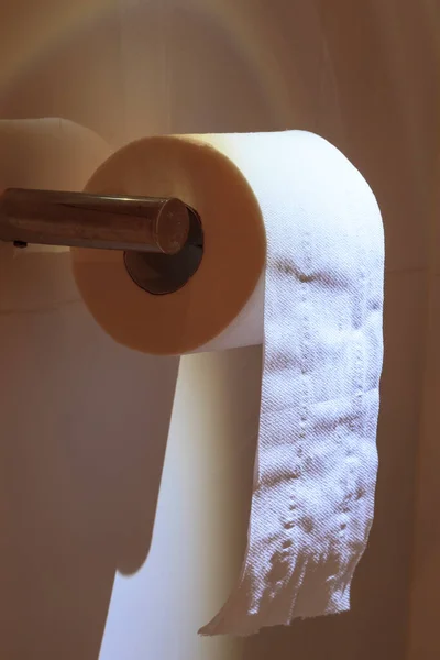 Close White Toilet Paper Hanger — Stock Photo, Image
