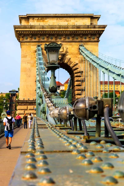 Puente Cadena Szchenyi Puente Cadena Que Atraviesa Río Danubio Entre —  Fotos de Stock