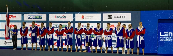 Compétition Water Polo Dans Piscine — Photo