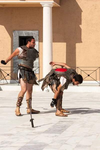 Rome Italy May 2014 Birth Rome Festival Performing Fight Gladiators — Stock Photo, Image